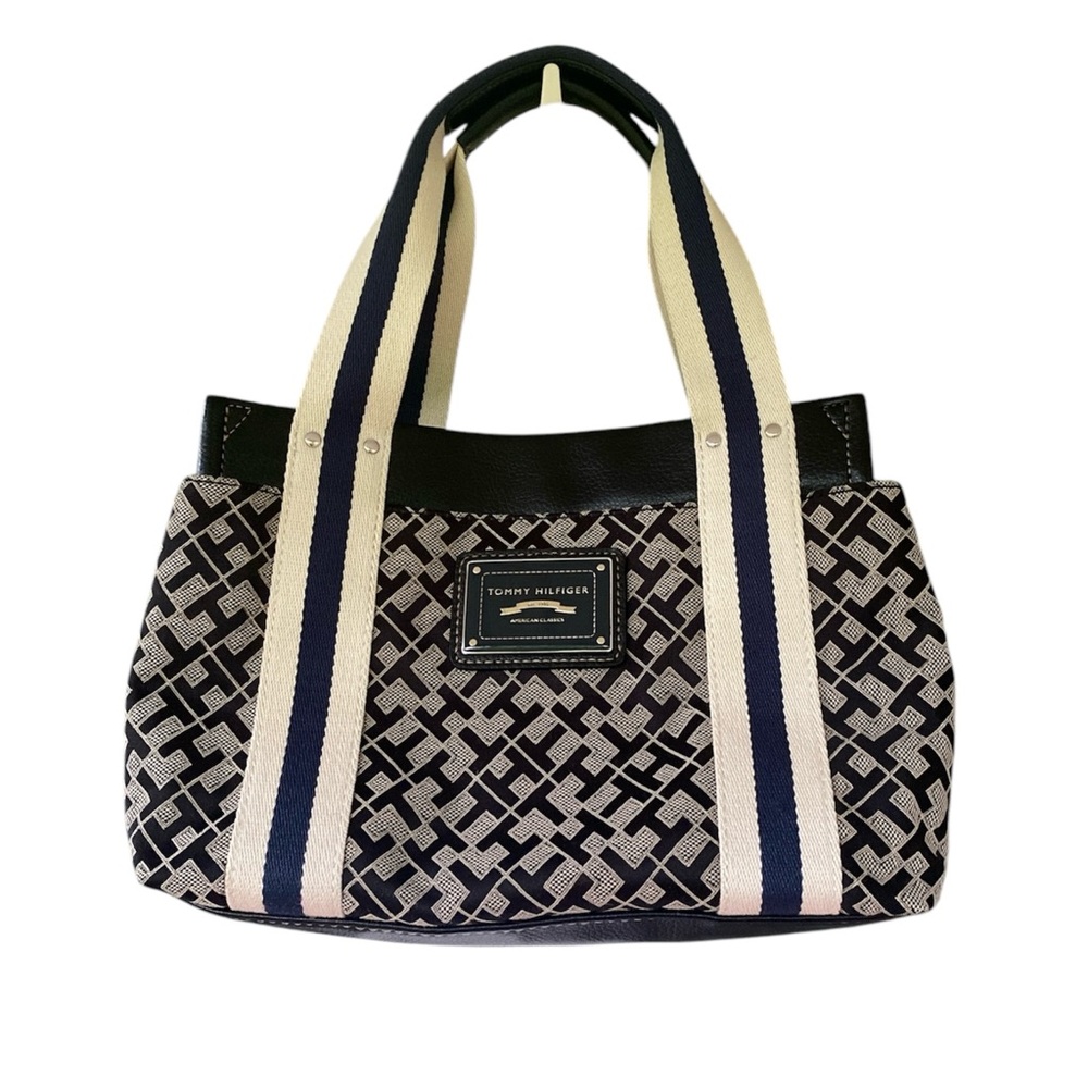 Tommy Hilfiger Black and White Geometric Tote